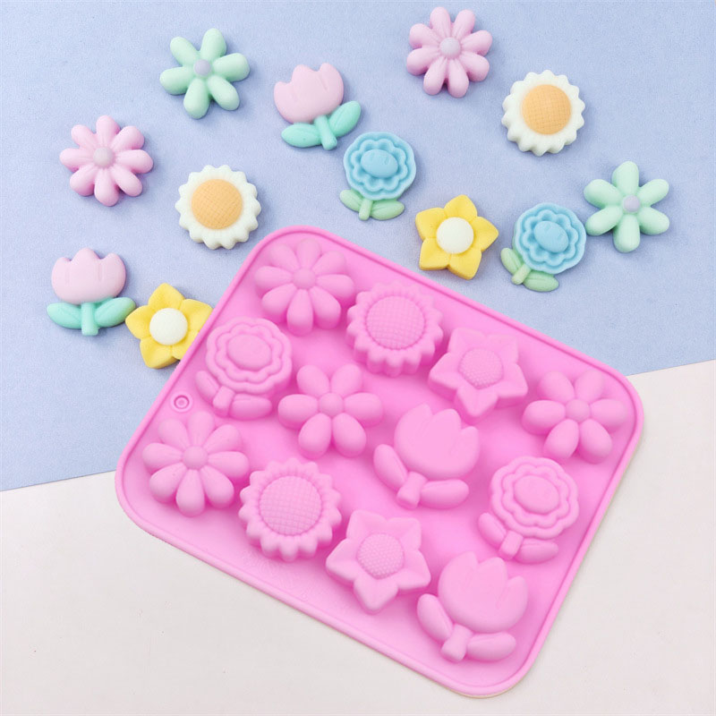 Bunny Cake Mold - ローズシリコーン型花の葉ケーキデコレーションツールひまわり弓キャンディアイスキューブトレイカップケーキトッパーキッチンアクセサリー